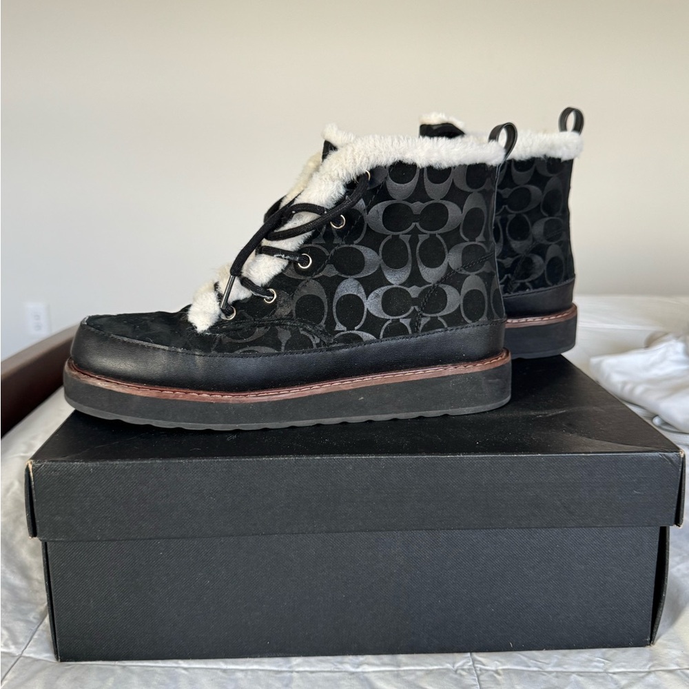Coach Black and White Ankle Boots